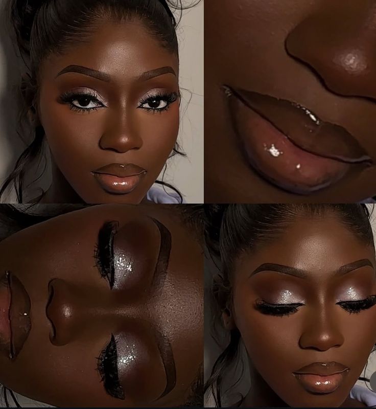 Planche regroupant plusieurs mises en beauté rapprochées, bouche et regard